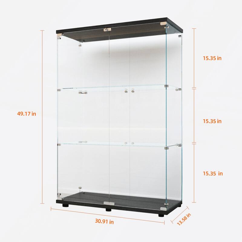 Tempered Glass Display Cabinet with Battery-powered Paipai Light