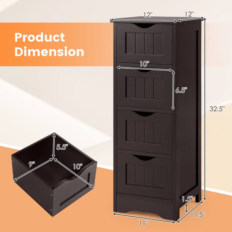 Costway 32.5'' Bathroom Floor Cabinet with Anti-tipping Device