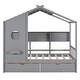 preview thumbnail 3 of 11, Wooden Twin House Bed with 2 Drawers, Kids Bed with Storage Shelf,Gray