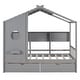 preview thumbnail 3 of 24, Wooden Twin Size House Bed with 2 Drawers,Kids Bed with Storage Shelf, Gray