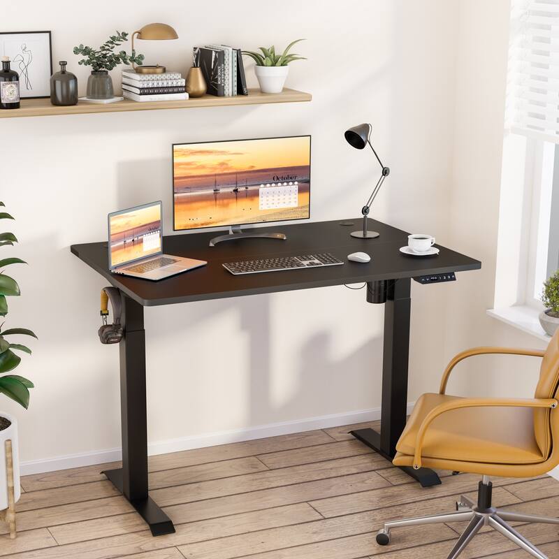 Futzca Height Adjustable Electric Standing Desk Sit Stand Computer Stand up Desk with Splice Board - Black48