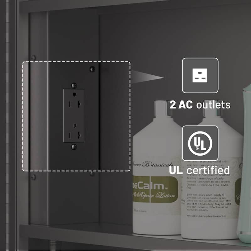 Keonjinn LED Metal Framed Round Medicine Cabinet with Mirror for Vanity, 3 Color Temperatures