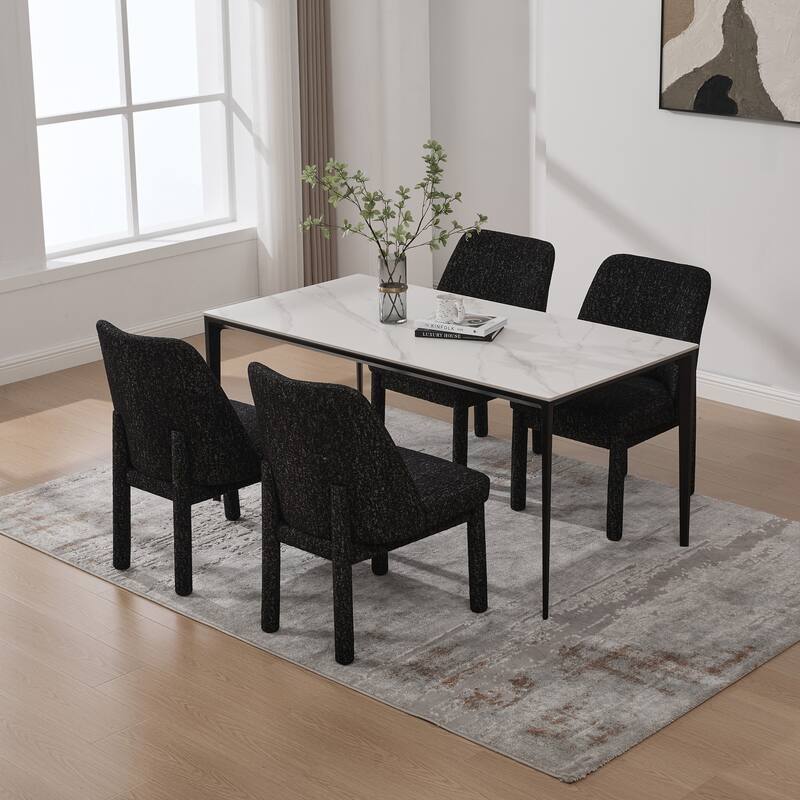 Upholstered Dining Chairs Set, Modern Dining Room Chairs Chenille Side Chairs with Curved Backrest, Armless Living Room Chair