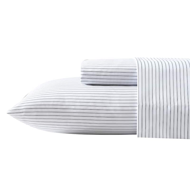 Nautica Fitted Sheet and Standard Pillowcase Sets - Full - Skinny Yacht Stripe Grey