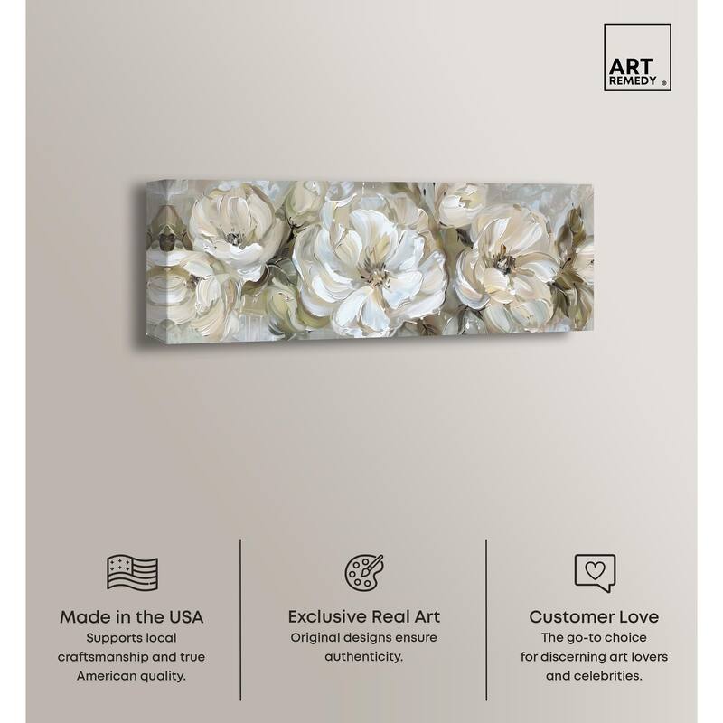 Floral in Sage Panoramic Canvas by Art Remedy, Gallery Wrapped
