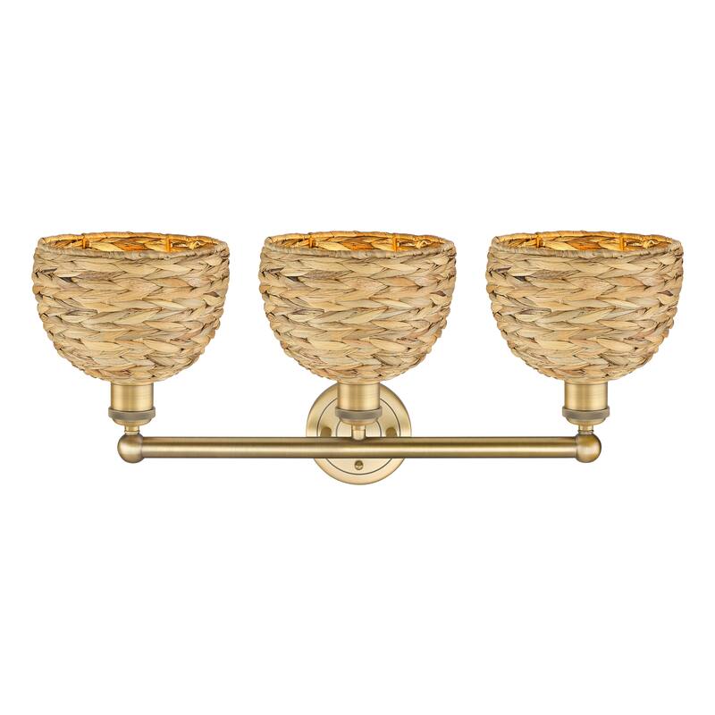 Innovations Lighting Endless Possibilities Edison - Woven Rattan - 3 Light 26" Bath Vanity Light