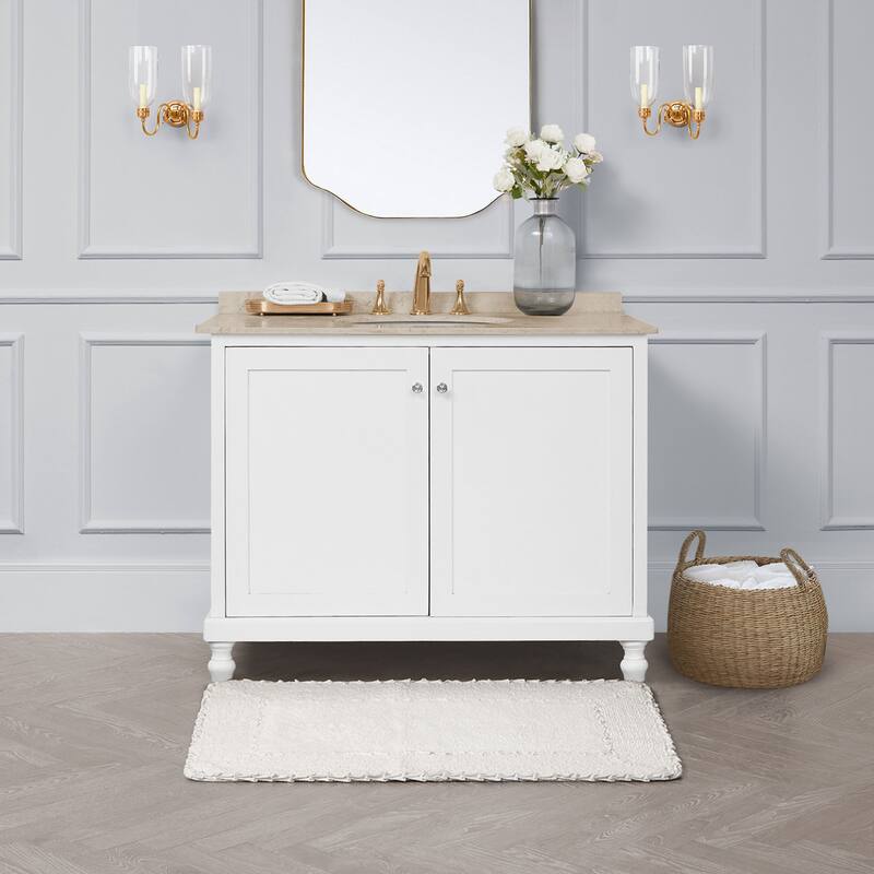 Laura Ashley Ruffle Border Pure Cotton Bath Rugs