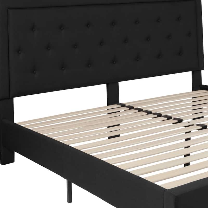 Panel Tufted Upholstered Platform Bed