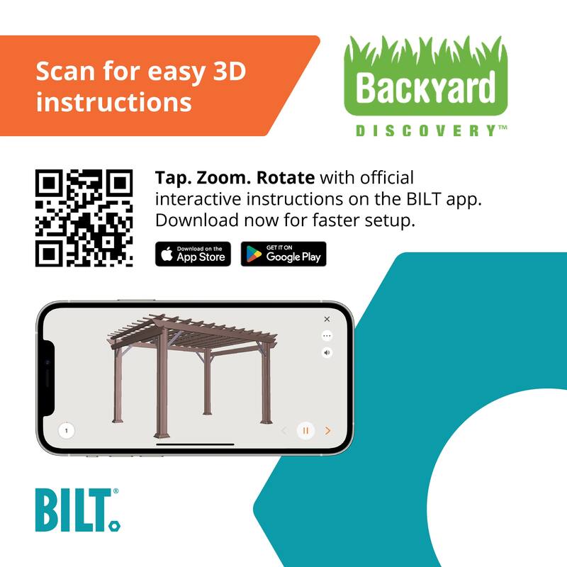 Backyard Discovery Hawthorne 12x10' Galvanized Steel Pergola w/ Canopy