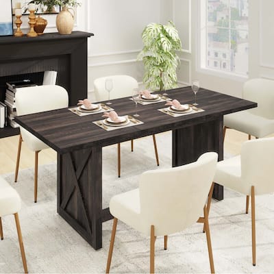 Moasis Rustic Style Wood Dinner Table 70.8" Large Farmhouse Kitchen Dining Room Table for 6 to 8 People
