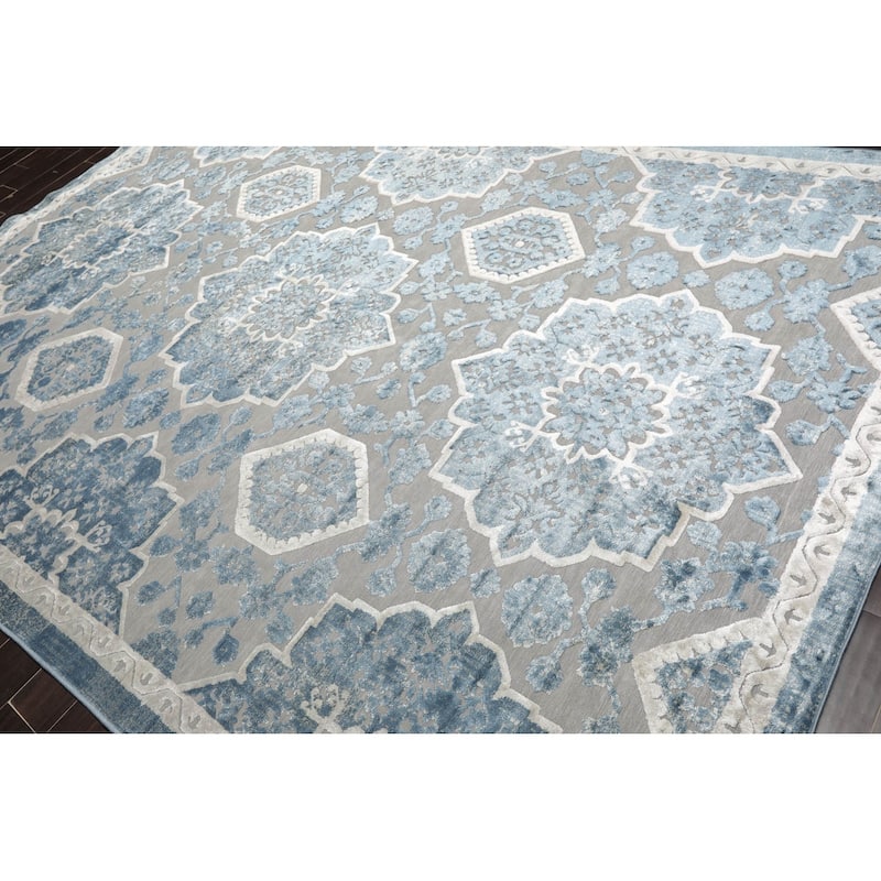 Machine Made Polypropylene Modern&Contemporary Oriental Area Rug Gray - 7' 11'' x 11' 2''