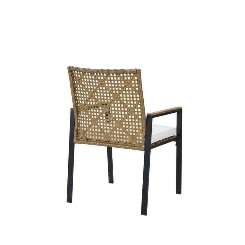 5-Piece All-Weather Outdoor Dining Set - Acacia Wood Table with Umbrella Hole & Rattan Chairs (Patio Conversation Group)‌