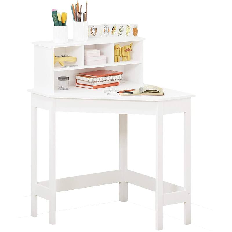 UTEX Kids Desk,Wooden Study Desk with Chair for Children,Writing Desk with Storage and Hutch for Home School Use,White