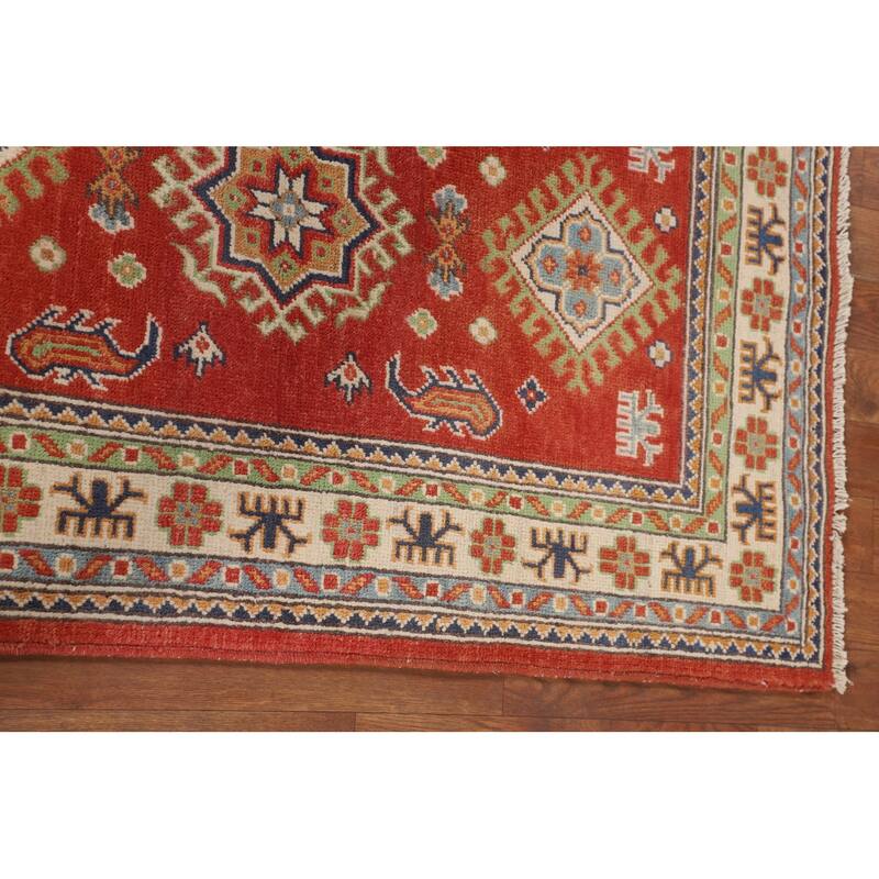 Kazak Accent Rug Hand-Knotted Traditional Orange Wool Carpet - 2'8" x 4'2"