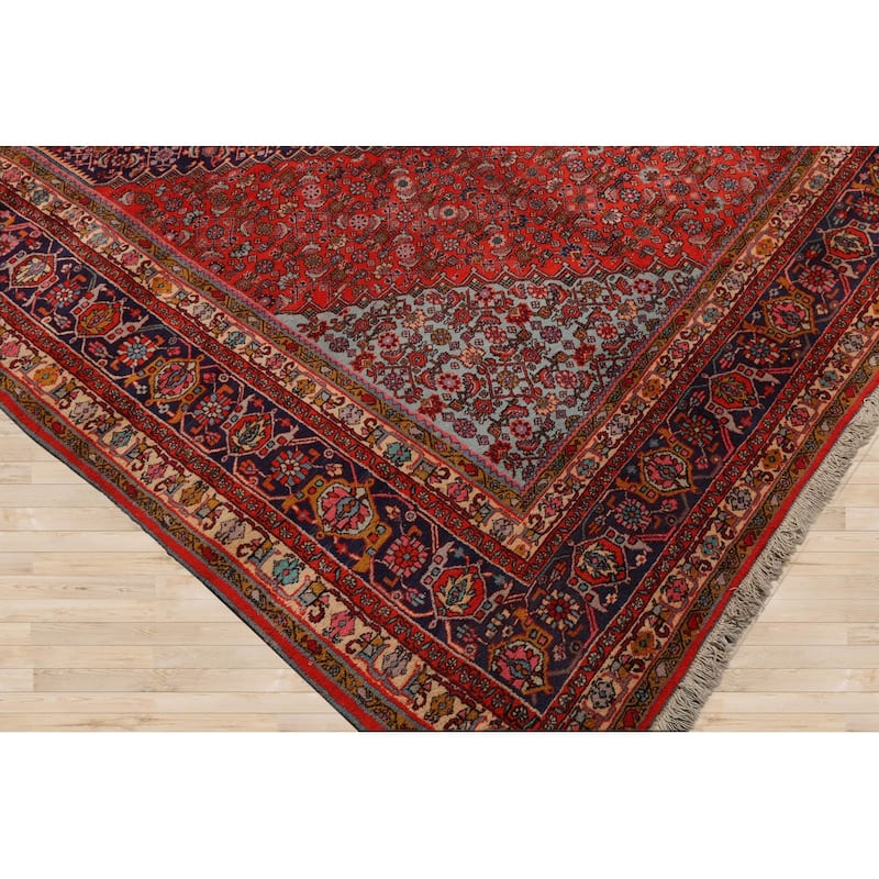Hand Knotted Navy,Orange Persian Wool Traditional Oriental Area Rug - 10' x 13' 3''