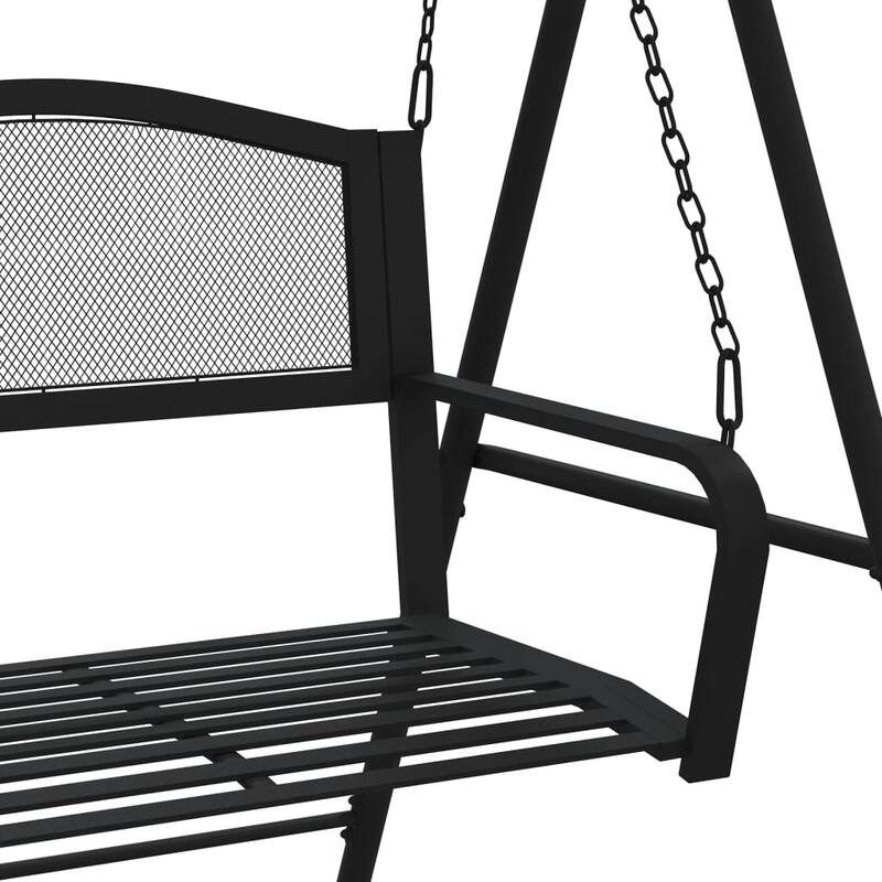 vidaXL Swing Bench Black Steel Medium Durable Swing Bench - 46.1 x 48.8 x 66.1