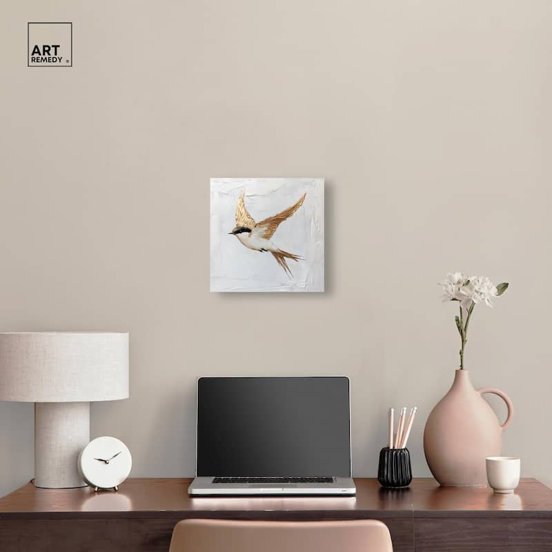 Simple Golden Swallow Canvas by Art Remedy, Gallery Wrapped