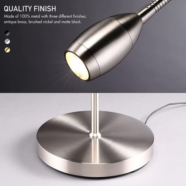Daylight24 Adjustable Beam Standing Floor Lamp – Nickel Finish With Gold Shade