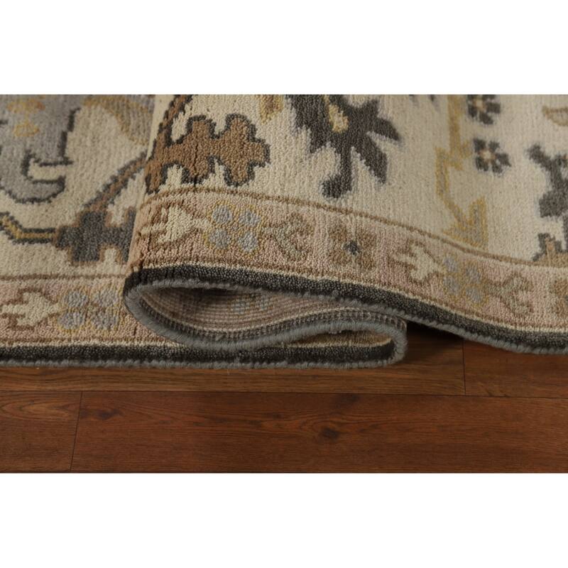 Gray Oushak Oriental Area Rug Hand-Knotted Wool Carpet - 9'0"x 11'11"