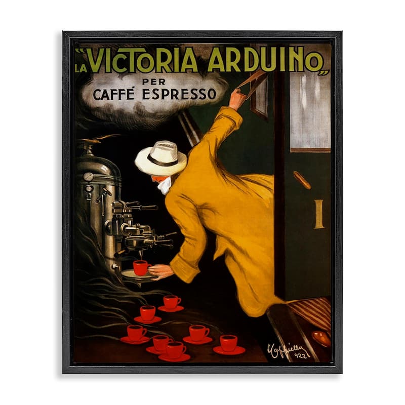 Stupell Vintage Espresso Advertisement Framed Floater Canvas Wall Art Design By Marcus Jules - 25 x 31 - Black