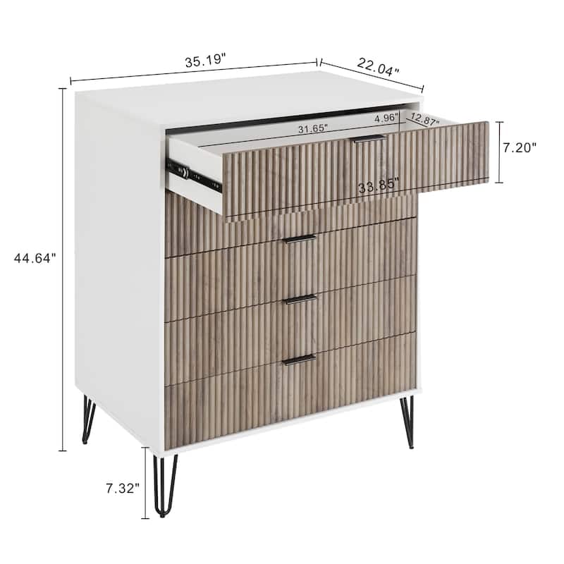 Manhattan Comfort Dumbo Modern 5-Drawer Tall Dresser.