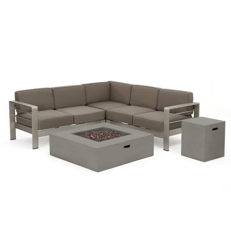 Cape Coral Outdoor 5-piece Sofa Set with Fire Pit by Christopher Knight Home