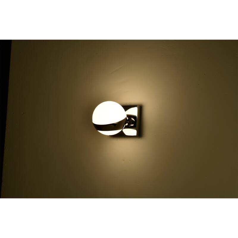 Lona 5 Inch Gold Finish Orb Opaque Glass Wall Sconces 1 Light