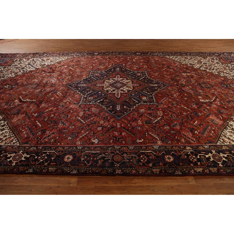Vegetable Dye Palace Size Heriz Persian Area Rug Handmade Wool Carpet - 10'3" x 18'5"