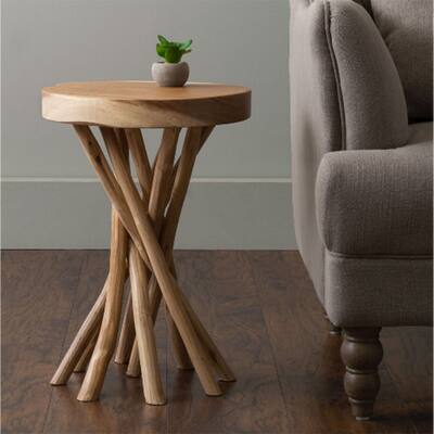 East at Main Solid Wood Cross-cut Accent Table with Branch Base - Small