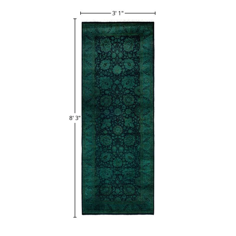 Overdyed One-of-a-Kind Hand-Knotted Area Rug - Black - 3' 1" x 8' 3"