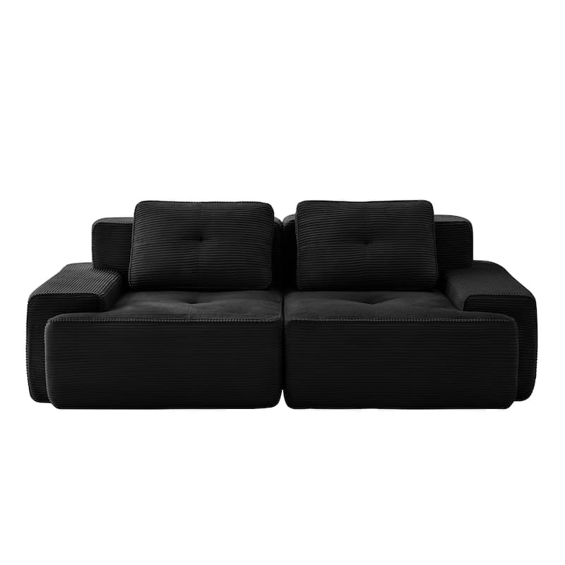 Anmytek Black 82" L-Shaped Modular Sectional Sofa Deep Seat Couch No Assembly Anti-slip for Living Room