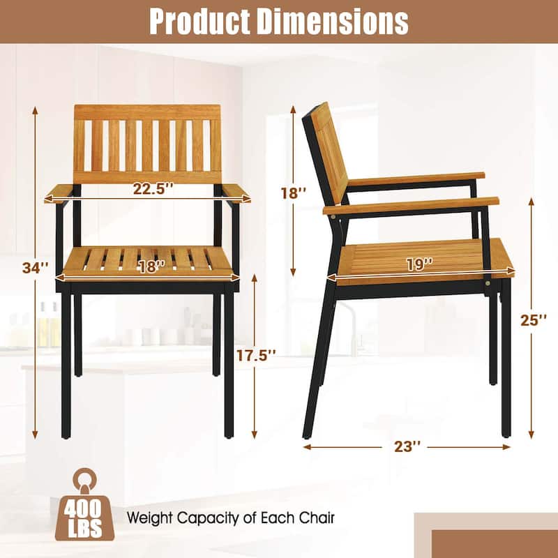 2/4PCS All-Weather Bistro Patio Dining Chairs Furniture Armchairs
