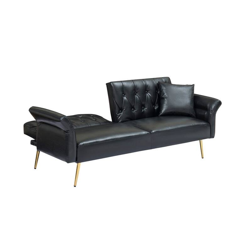 67.71-In Faux Leather Convertible Sofa,Living Room Couches with Adjustment Armres 
