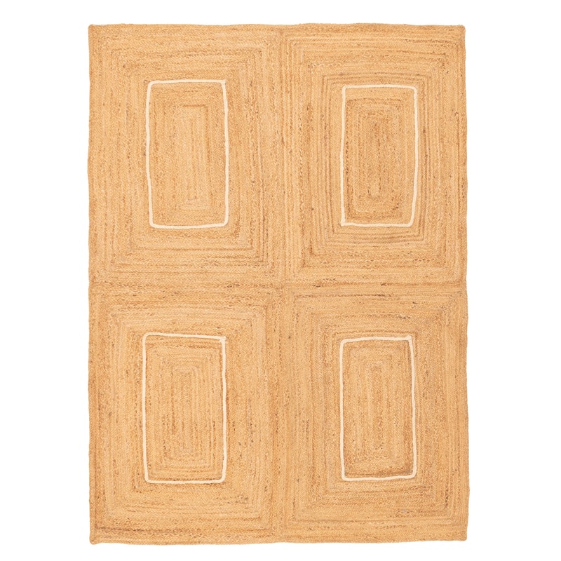 ECARPETGALLERY Braided Weave Palas Denizli Tan Jute Rug - 5'4 x 7'5