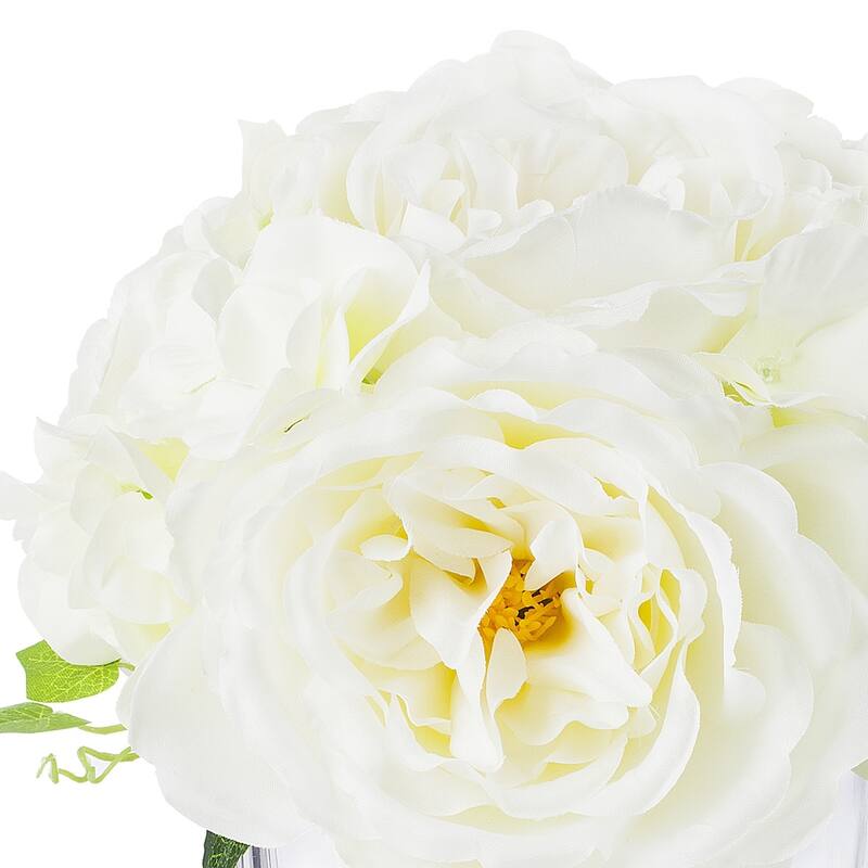 Enova Home Artificial Mixed Silk Peony and Hydrangea Fake Flowers in ...