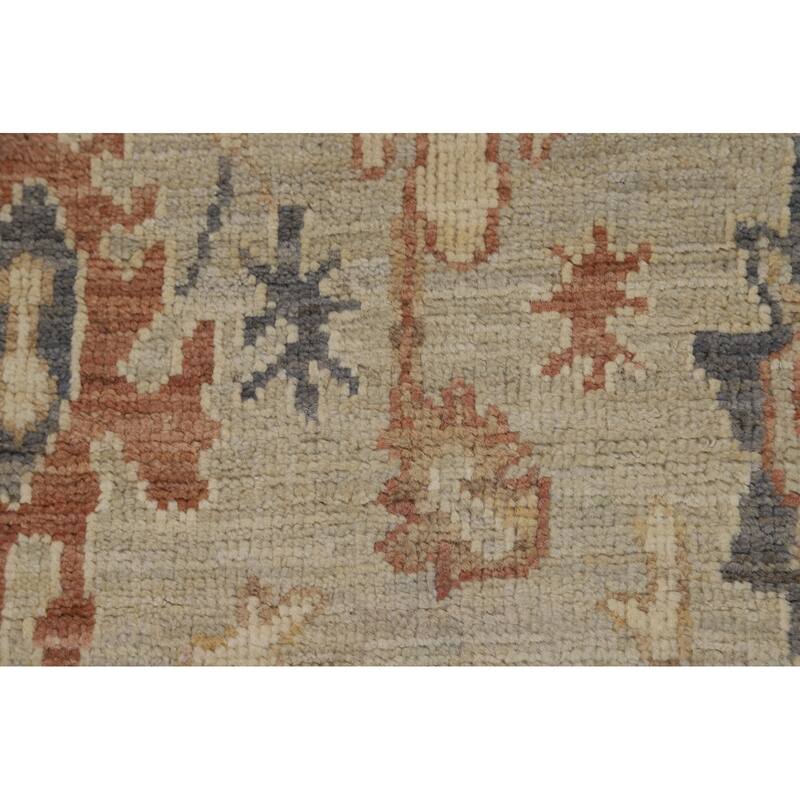 Vegetable Dye Oushak Turkish Runner Rug Handmade Wool Carpet - 3'2" x 10'0"