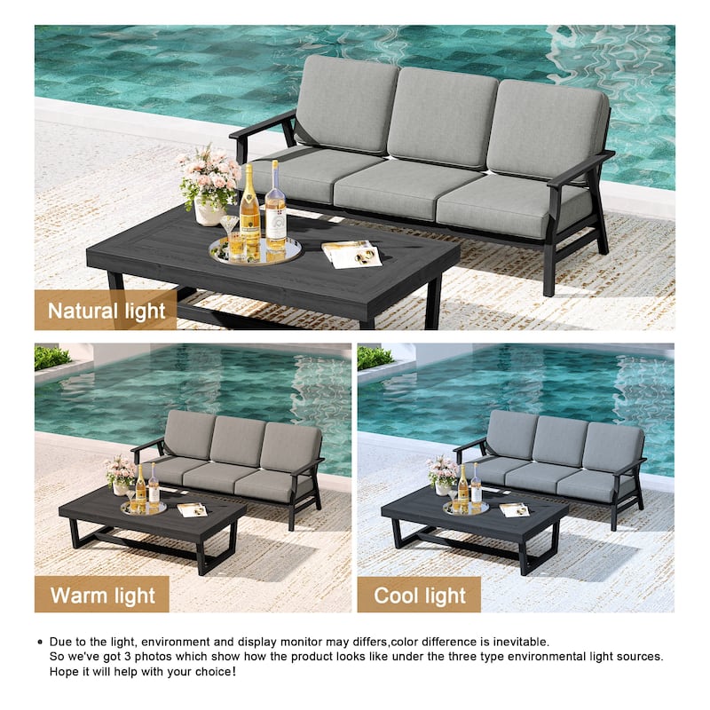 2-Piece Teak Outdoor Sofa Set with Table