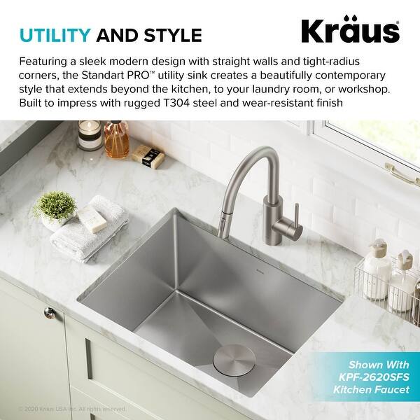 Kraus Standart Pro Stainless Steel 24 Undermount Laundry Utility Sink Overstock 31265089 We also provide essential modern kitchen sink parts and accessories for you to enhance the usability and integrity of your kitchen sink. kraus