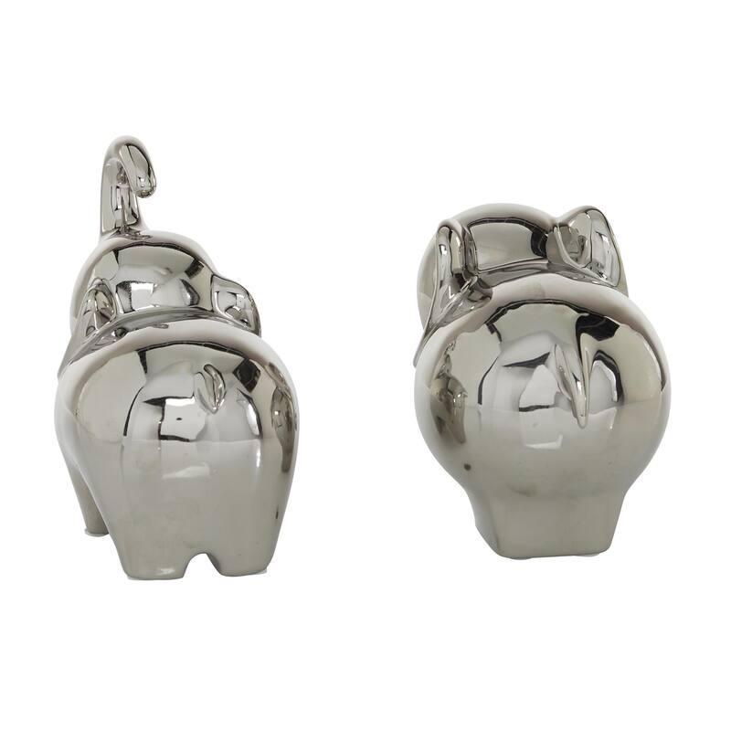 The Novogratz Gold, Silver, Black, White or Multi Colored Porcelain Ceramic Elephant Decorative Sculpture (Set of 2)