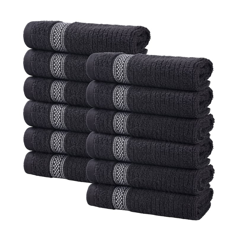 Superior Brea Zero Twist Cotton Ribbed Face Towel Washcloth Set of 12