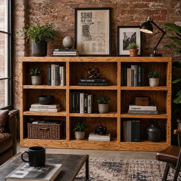 Concepts in Wood Triple Wide Wood Bookcase, 9 Shelf, 36 inch Tall