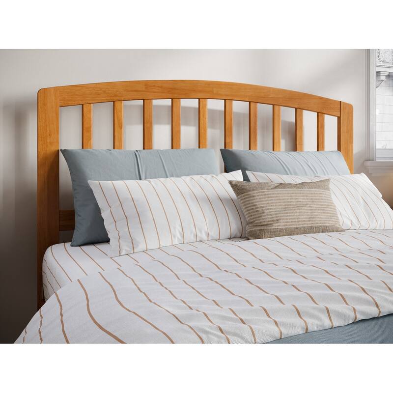 Full Solid Wood Headboard with Attachable USB Charger in Light Toffee with Clean Lines and Smooth Finish