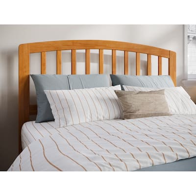 Full Solid Wood Headboard with Attachable USB Charger in Light Toffee with Clean Lines and Smooth Finish