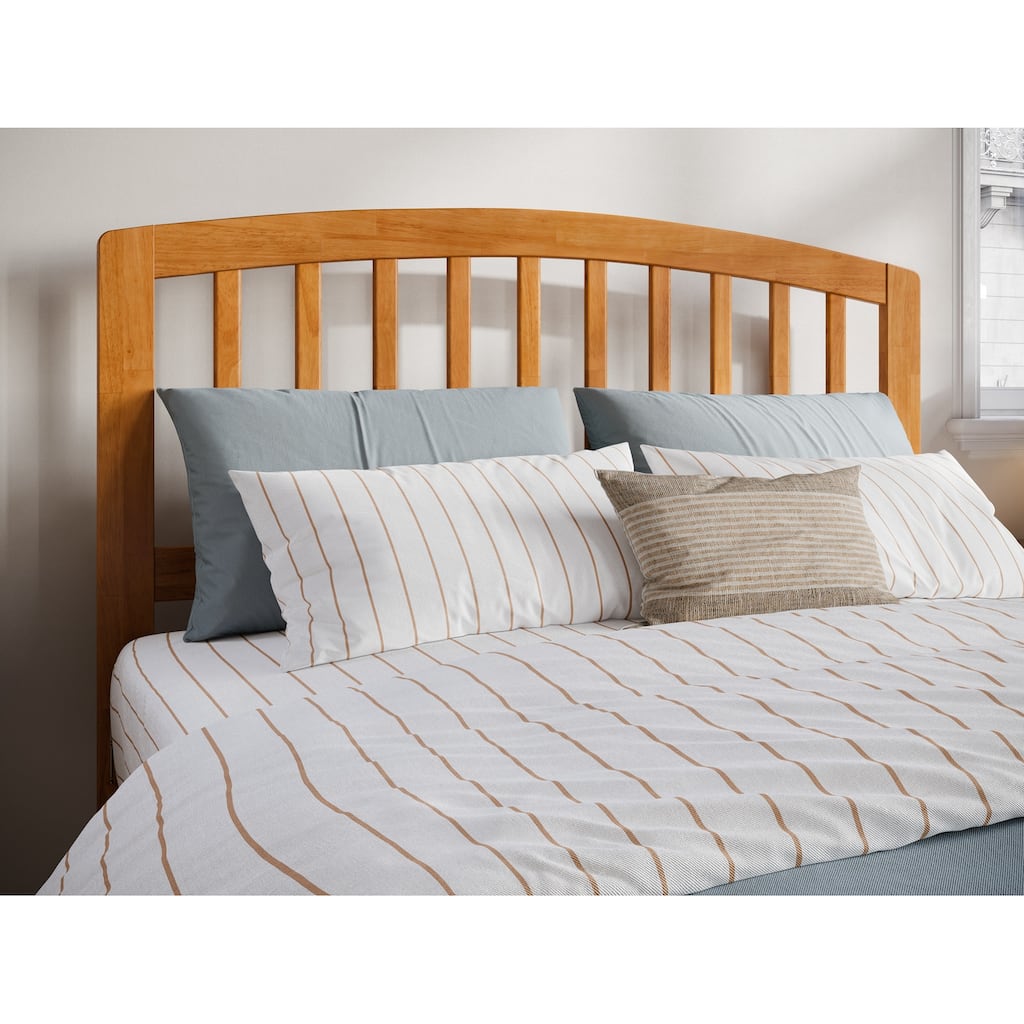Full Solid Wood Headboard with Attachable USB Charger in Light Toffee with Clean Lines and Smooth Finish