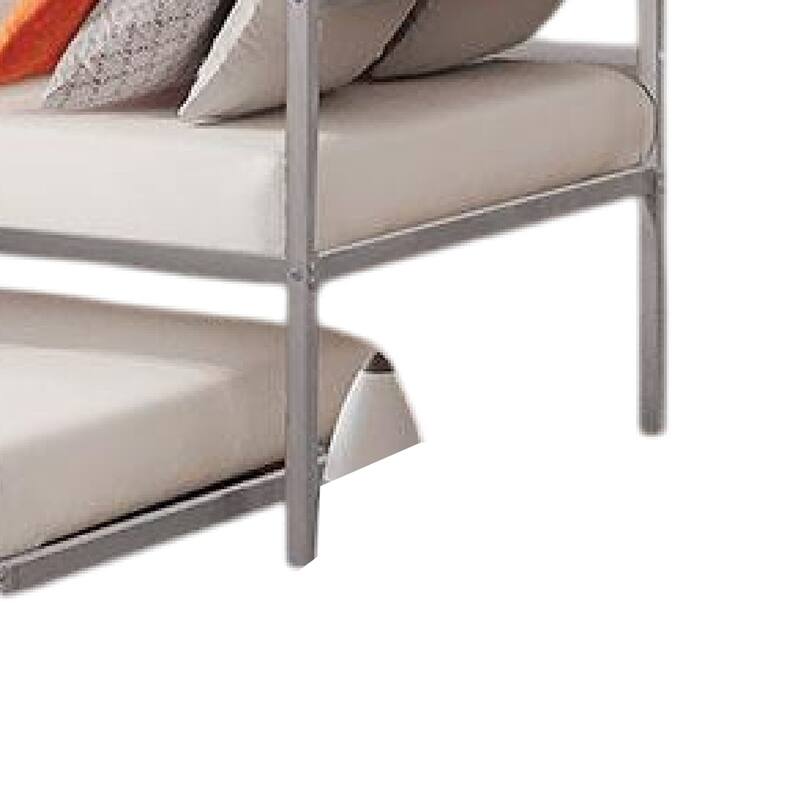 Ham Daybed with Pull Out Trundle, Silver Slatted Open Metal Frame
