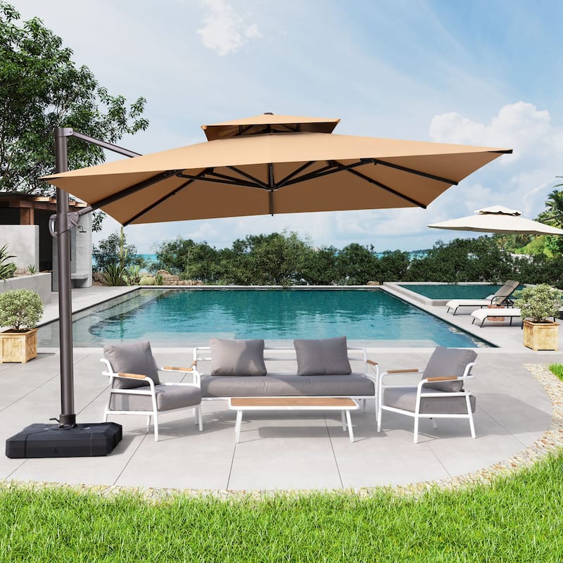 VredHom 11 Ft Patio Cantilever Offset Umbrella with Double Top
