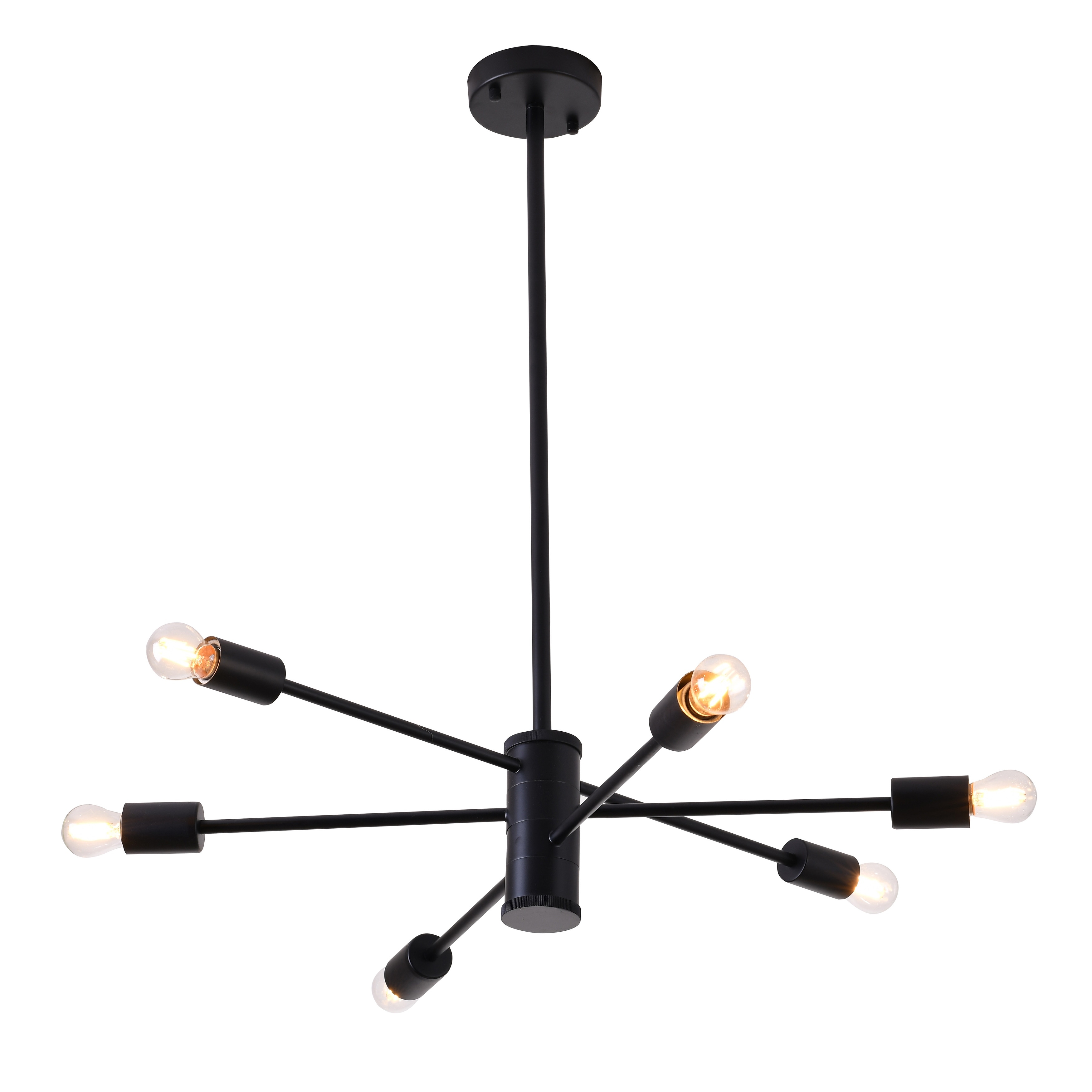 6-Light Matte Black Chandelier With Six Arms