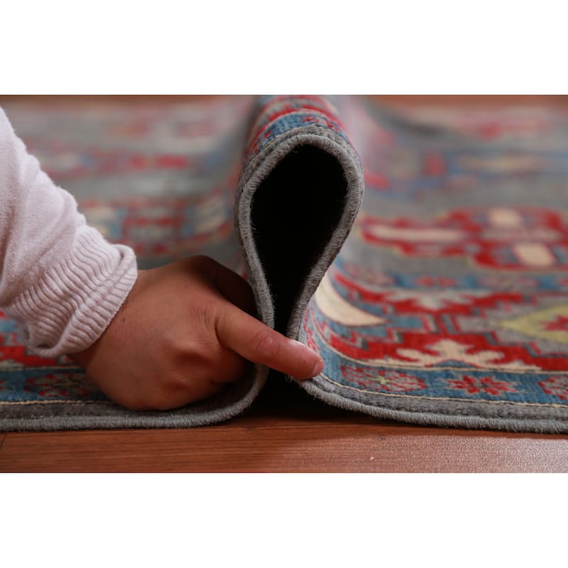Hand Knotted Oriental 100% Wool Carpet Traditional Medallion Greys & Charcoal Kazak Area Rug - 10' 6'' X 7' 11''
