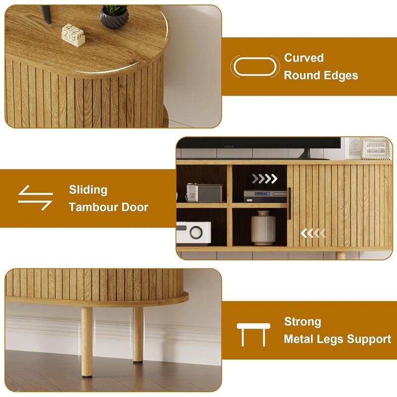 47.2'' TV Stand with Sliding Door, Modern Entertainment Console Table with Storage