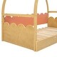 preview thumbnail 22 of 30, Twin Size House Bed Vaulted Roof Bed with Stretchable Trundle & Fence, Unique Adjustable Grounded Bed Twin to King Bed Frame